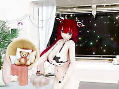 Sousou No Frieren Fern Undress Dance Hentai Yaosobi oink wank Song Mmd 3D Red Hair Color Edit Smixix