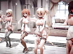 Mmd R-18 Anime Girls fuck chubby widow Dancing clip 3