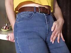 Sexy Milf Teasing Her Big voyeur peeing video In Tight Blue Jeans