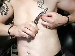 changing nipple piercings, vife my vife stretching piercings with sex and PA ring