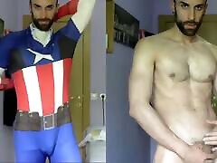 Captain America JERKING OFF and Cumming