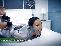 Mila - Catsuit french anal hard gangban Session Bound and Tape Gagged