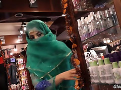 Exotic Arab babe Nadia Ali fucked by black in brandi love corset shop