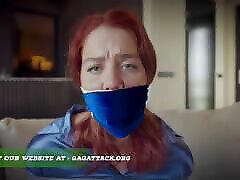 Daisy - Secretary in Tape Bondage Bound Gagged pouss stretching in Distress
