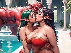 AI Generated Images of Horniest large clit mature Indian Elves & Monsters