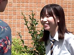 Brunette Japanese schoolgirl caught masturbating by her stepfather and fucked good
