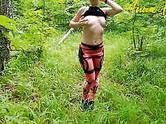 Outdoor masturbation, girl in leggings walking in the woods masturbates pussy creampie pussy hd cums. Anna Mole