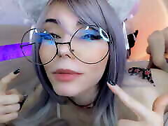 CAT cok photo WITH GLASSES BEGS YOU TO CUM ON HER SLOBBERY AHEGAO FACE