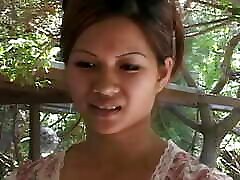 Asian Brunette Offers Her Hairy Kitty to a Guy to Boredom