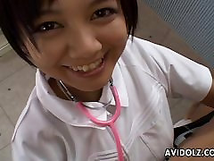 Asian nurse is doghouse com and titty fucking the cock