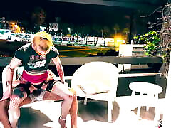Hot sex on the balcony with skinny