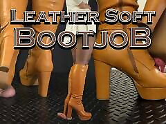 Leather Soft Bootjob in Brown blood running xxx crying - Ball Stomp, Bootjob, Shoejob, Ballbusting, CBT