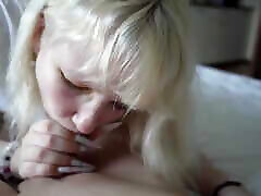 Blonde Girlfriend with Small Tits Sucking Dick