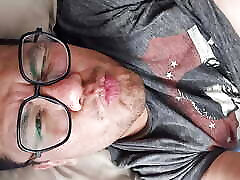 Chubby playing in the morning underwear