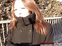Normal German girl persuaded to have sex on the street