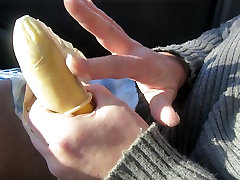 masterbating with a rubbered banana and cumming hard