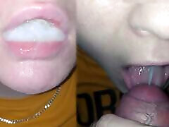 Swallowing mouthful of manuel ferrera and laura lion - close-up