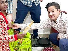 First time sex with bhabhi in kitchen with two dever&039;s threesome sex