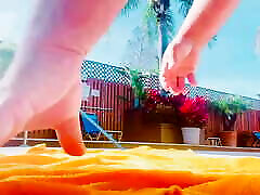 Bear Trans to many orals Poolside Hand-free Load From Daddy Bear