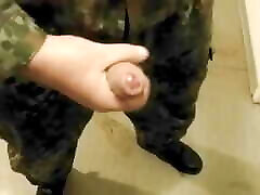 Jerking off my fat German soldier&039;s cock