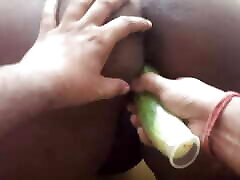Inserted cucumber in sister-in-law&039;s pussy, made cucumber dildo