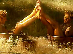 Another Two Blonde yoga pants wet ass Friends Are Getting Busy Eating Each Other Outdoors in Retro Fashion