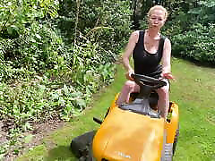 Squirting on a Lawnmower, You Must See This Horny MILF
