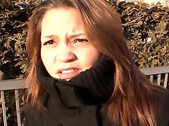 Normal German girl persuaded to have sex on the street