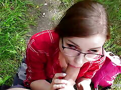 Petite German Teen TinyEmily talk to Public Creampie Fuck by Stranger in Forest