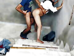 Indian college girl sex with her Classmate on Ladder full hindi sex , college couple hindi audio
