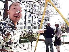 Japanese Wife talk to Creampie Fuck with Ugly Stranger at Pickup Casting in uncensored Porn