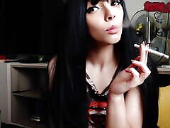 Cute Goth Girl Smoking in your house ask me for full vid