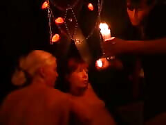 Threesome Wax Play Action with a Horny Chick