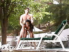 Guy Fingering the Sweet Hole of a Horny Asian Before Hardcore Fucking in the Yard