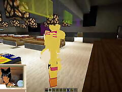 我的世界Fapcraft:Fazclaire&039;S夜总会版我他妈的Chiku,Chica,在猫和触摸她的胸部