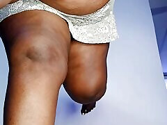 POV Thick Thighs Ebony Hotwife Teasing and Squirting Masturbation