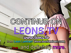 Super hot petite skinny blonde wife in the kitchen takes off her white cotton panties when gets bored and ignored