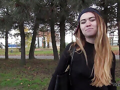 Extremely hard way to drill blonde polish teen in van