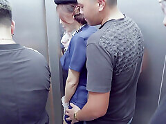Horny Chinese fly attendant elevator action - Perv Milfs n Teens