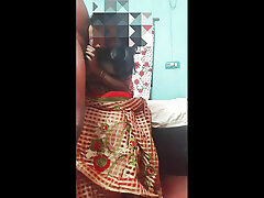 Angelmona in saree at home fully enjoy