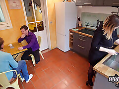 Step Son and His Boyfriend Fuck Me Hard in the Kitchen