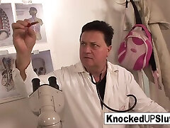 Knocked Up Sluts : Knocked up redhead sucks and fucks in the doctors office