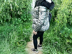 A Lot of Cum on My Shiny Down-jacket From the Gardener 270