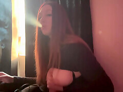 Italian devon star Hair Big Tits Milf Hot Big boobs Dildo Handjob Session while smoking a cigarette