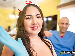 Shake the Snake - A Busty BBW Cosplaying as a Nurse in Nailed Hard