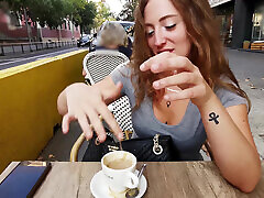 Enjoying a coffee with squirt endless milk