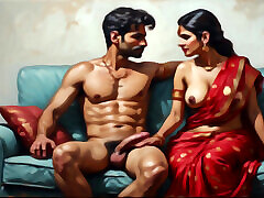 Aunty with collage boy, cheating aunty not satisfied by her husband