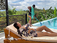 Horny Latina guest can&039;t resist the BBC pool boy outdoors - Rioc69