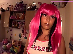 In My Pink Cheerleader Outfit, I Teased Myself on a Bed Full of Plush Toys. Then Got Taken From Behind and Made the Wette...