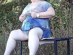 a friend in the park undresses and masturbates on a bench